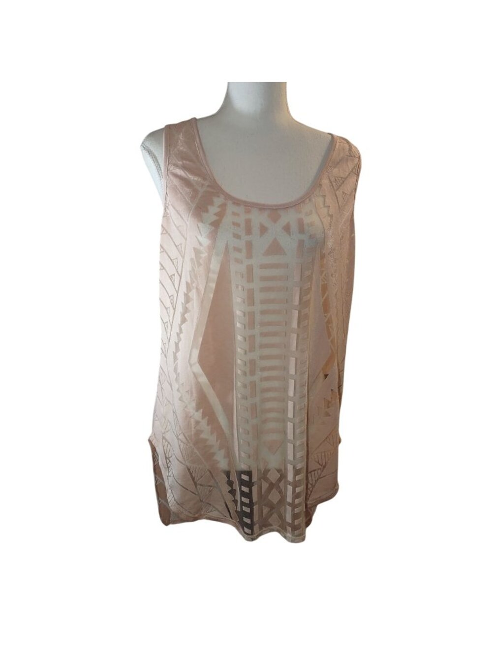 Mossimo Sheer Pink Geometric Pattern Sleeveless Tunic Size M